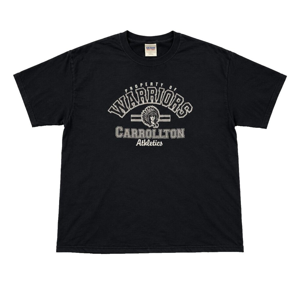 Carrollton Warriors 2XL Black Graphic T Shirt Gildan Heavy Cotton Sports Tee
